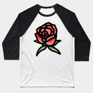 Rose Colorblock Drawing Baseball T-Shirt